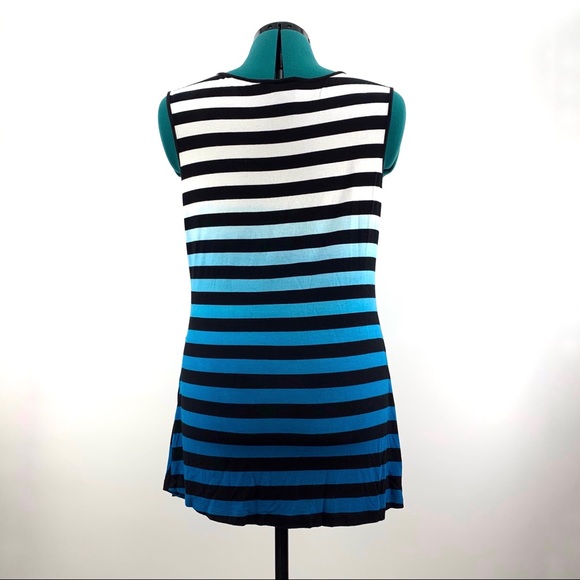 Point Zero Nicole Benisti Striped Ombre Sleeveless Top with Ruching, Large - Picture 7 of 16